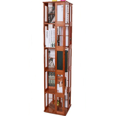 楠竹落地实木学生旋转书架