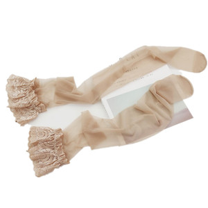 博弈SK女夏超弹硅胶防卷脱超薄隐形透明蕾丝花边过膝高长筒丝袜子