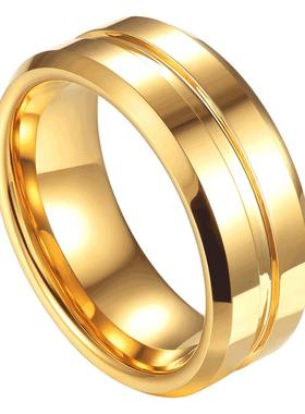 开啤酒戒指男宽韩版钨金镀18k戒