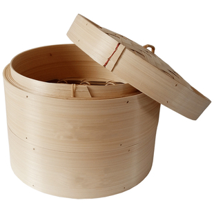 家庭装三笼一盖竹蒸笼 竹制蒸笼蒸屉 家用全竹蒸笼屉 无胶水蒸笼