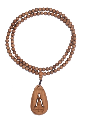 天然印度老山檀香无相佛念珠吊坠