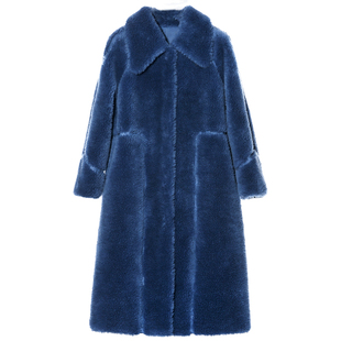 海宁皮草羊剪绒大衣女2025冬季新款皮毛一体中长款颗粒羊羔毛外套