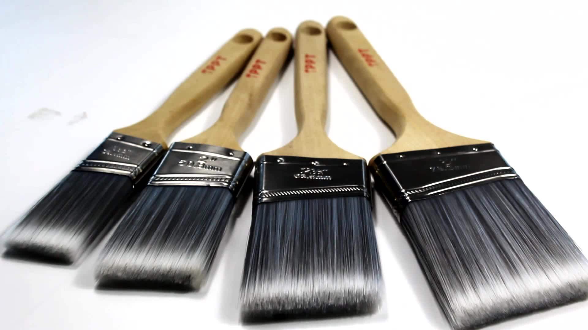 Premium Nylon Polyester Blend Long Wooden Handle Angle Sash Brushes