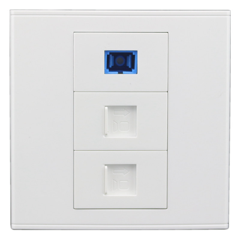 86型电脑电话光纤墙壁插座面板 RJ45网络+RJ11电话+SC单口光纤