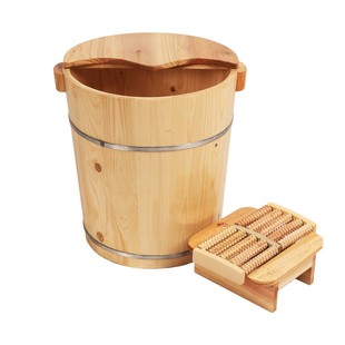 40cm高藏奥洗脚木桶杉木足三里泡脚桶中药深熏蒸桶带盖家用足浴桶