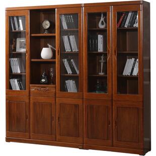 顺心家具 全实木海棠木书房书柜 海棠木家用两门三门四门组合书柜