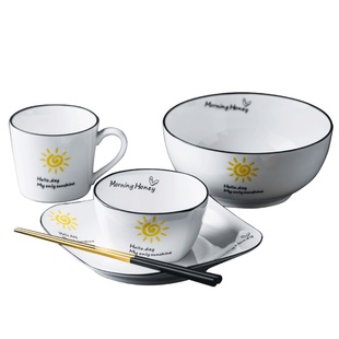 碗筷套装单人一套精致餐具一人食创意情侣2人碗碟家用简约小清新