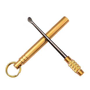 纯黄铜密封钛合金耳勺掏耳朵神器挖耳勺老式纯铜成人钥匙扣掏耳扒