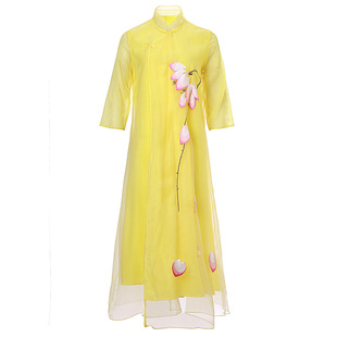 禅意女装茶服女改良唐装汉服女中国风旗袍连衣裙长款仙气禅服女