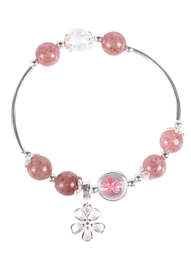 工作室925银草莓晶礼物手串