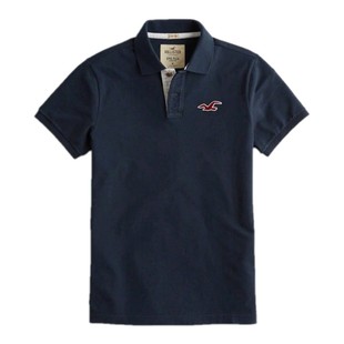 美国正品 Hollister/海鸥 夏季男士纯色休闲短袖弹力Polo衫