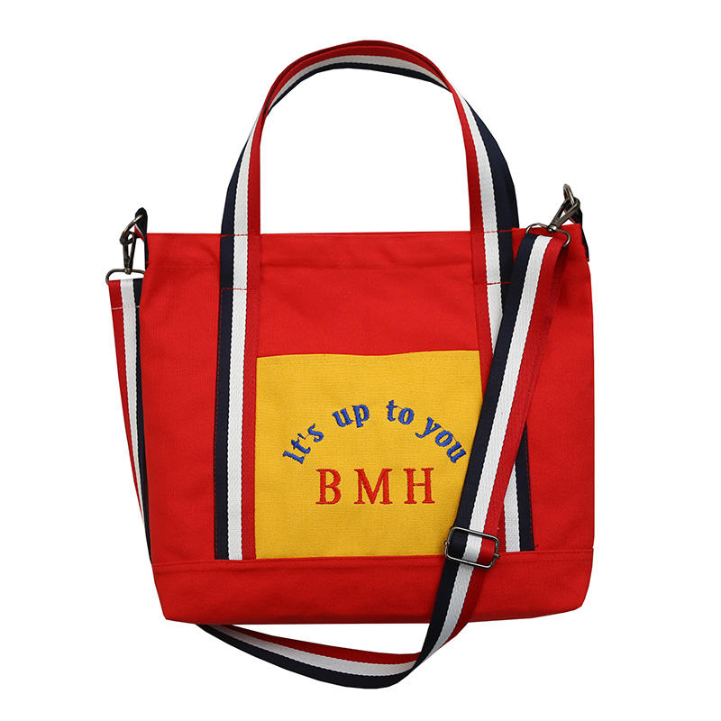 帆布包女单肩韩版ins学生原宿风ulzzang日系休闲刺绣彩带斜挎包