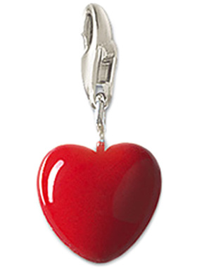 托马斯萨博纯银红色小爱心吊坠