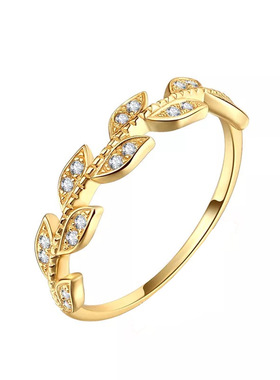 噪士S925镀金月桂叶叠戴女戒