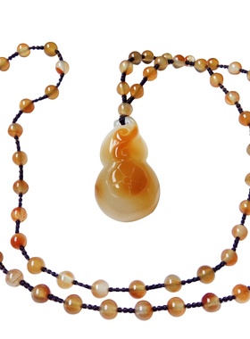 玉髓葫芦项链福禄寿俏色玛瑙吊坠