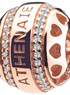 athenaie爱心形镶钻diy女银珠子