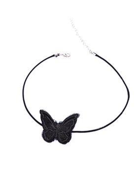 少女心复古暗黑项圈短款薄纱蝴蝶
