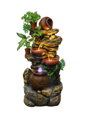 鱼池八方来财鱼池造景流水摆件