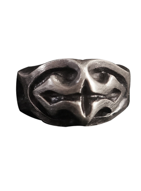 原创几何纹理线条纯银复古戒指环