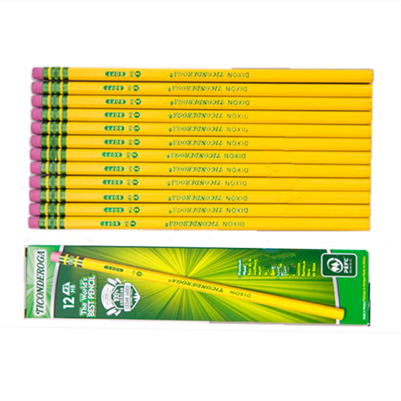美國(guó)新款DIXON Ticonderoga西達(dá)木黃桿橡皮頭2H1HB B鉛筆12支包郵