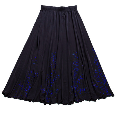 新款中年风镶钻黑色冰丝半身裙