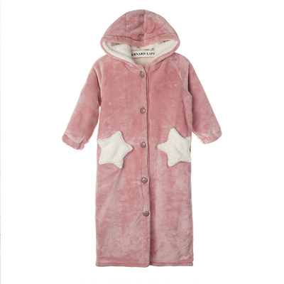 秋冬季双层加厚睡裙小女孩浴袍