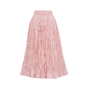 2025春夏新款皱褶a字半身裙时尚大码女装显瘦中长款大摆百褶裙子