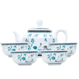 云火窑功夫茶具手绘醴陵陶瓷套装鹅潭夜月实用办公商务伴手茶礼品