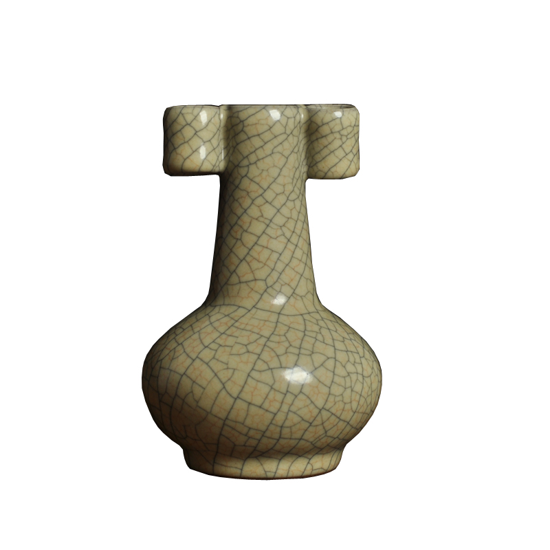 仿古传世哥窑吴建穿带手工贯耳瓶