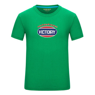 多色胜利标志羽毛球T恤纯棉全棉短袖训练休闲文化衫队服定制协会