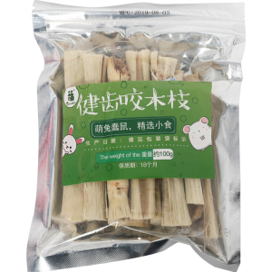 【买4免1】咬木枝甜竹垂耳兔兔子龙猫零食磨牙棒高纤维包邮100g装