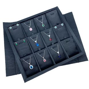 黑泰丝珠宝戒指盘 吊坠盘手镯盘带盖磁铁收货盘 展示收纳箱项链盘