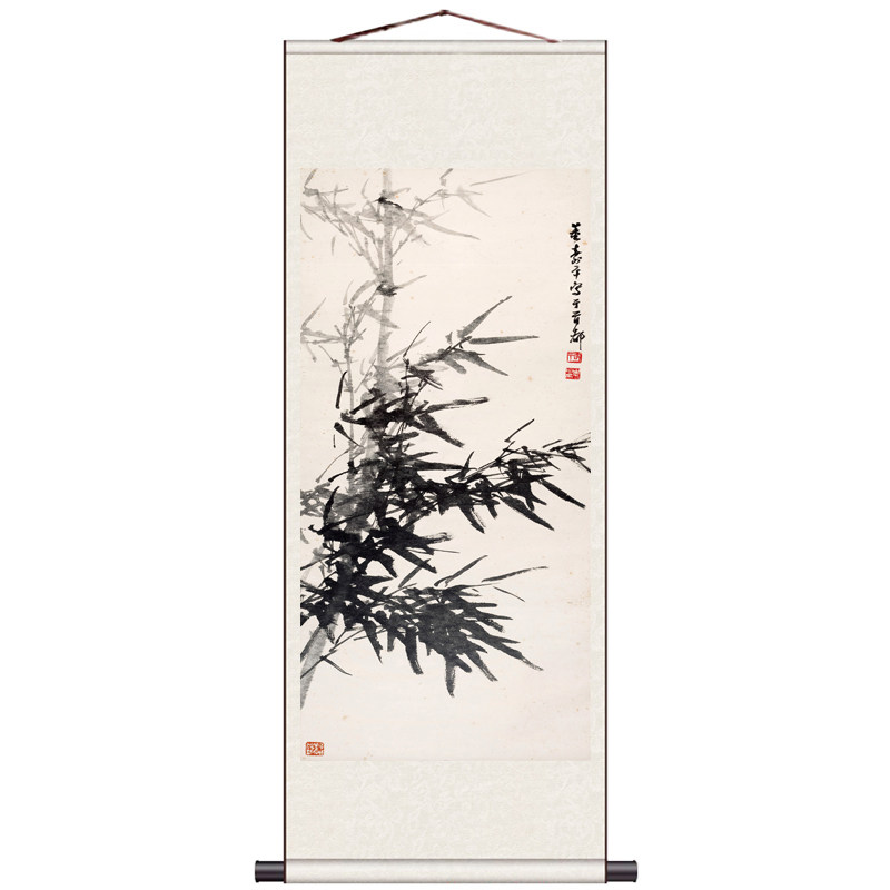 寿平红梅报春图风水花鸟挂画客厅装饰国画卷轴画丝绸挂画竹子国画