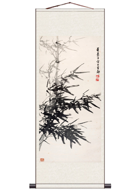 寿平红梅报春图风水花鸟挂画客厅装饰国画卷轴画丝绸挂画竹子国画