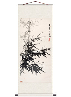 寿平红梅报春图风水花鸟挂画客厅装饰国画卷轴画丝绸挂画竹子国画