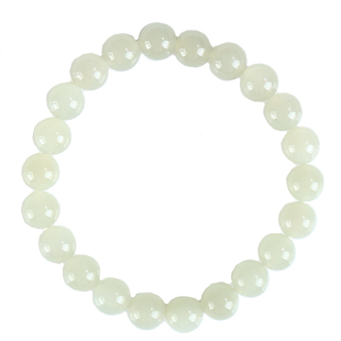 天然玉石和田玉手链青白玉女士款圆珠手链手串散珠 送证书
