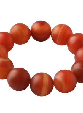 鸿涛天然红色玛瑙手串磨砂玉髓