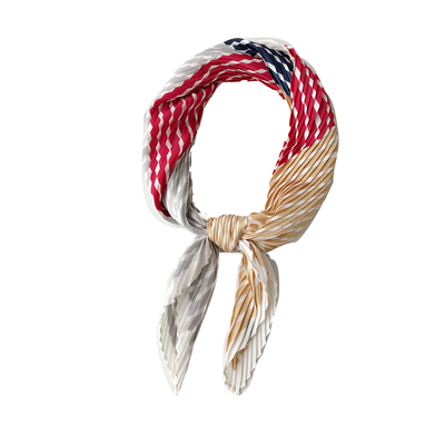 百褶春秋文艺复古新款压皱小方巾