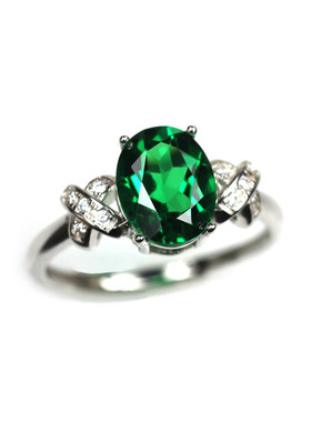 祖母绿宝石戒指高级女款花边绿