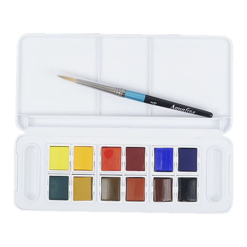 英国进口DALER ROWNEY Aquafine DR固体水彩颜料12色18色24色铁盒