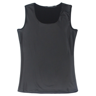 PU皮背心男修身韩版潮流打底演出加绒无袖t恤男士紧身发型师马甲