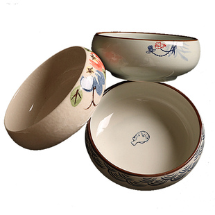 笔洗陶瓷笔缸墨碟毛笔文房四宝国画书法绘画美术用品手绘图案大号笔洗罐套装成人砚台墨池牡丹荷花小鱼