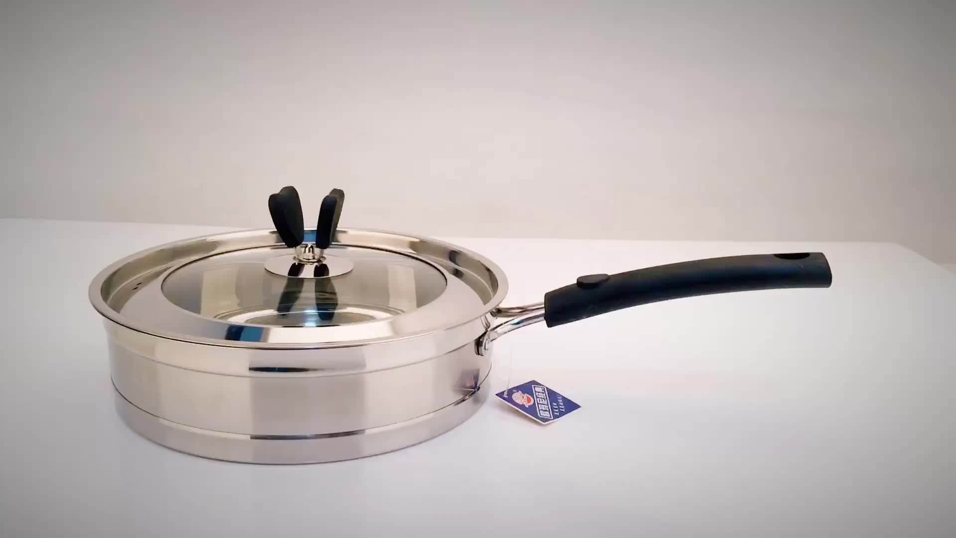 Straight Body Round Stainless Steel Baking Frying Pan With Lid Buy