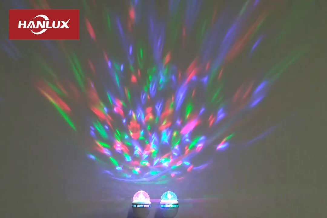 Christmas Light 3w E27 Rgb Led Coloured Bulb Stage Rotating Led Crystal