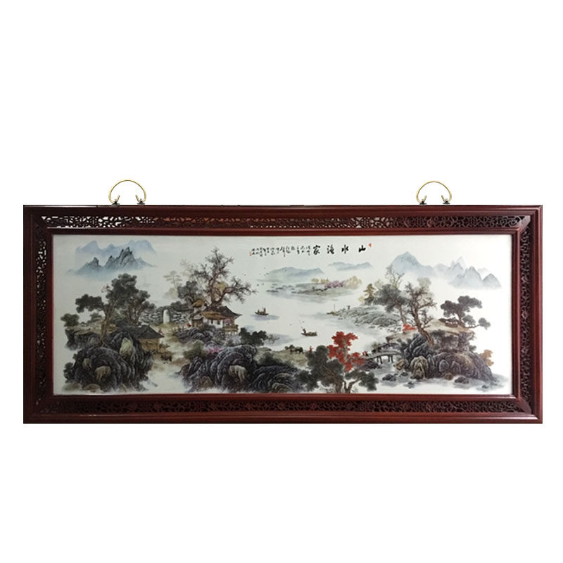 手绘客厅装饰画瓷板画中式