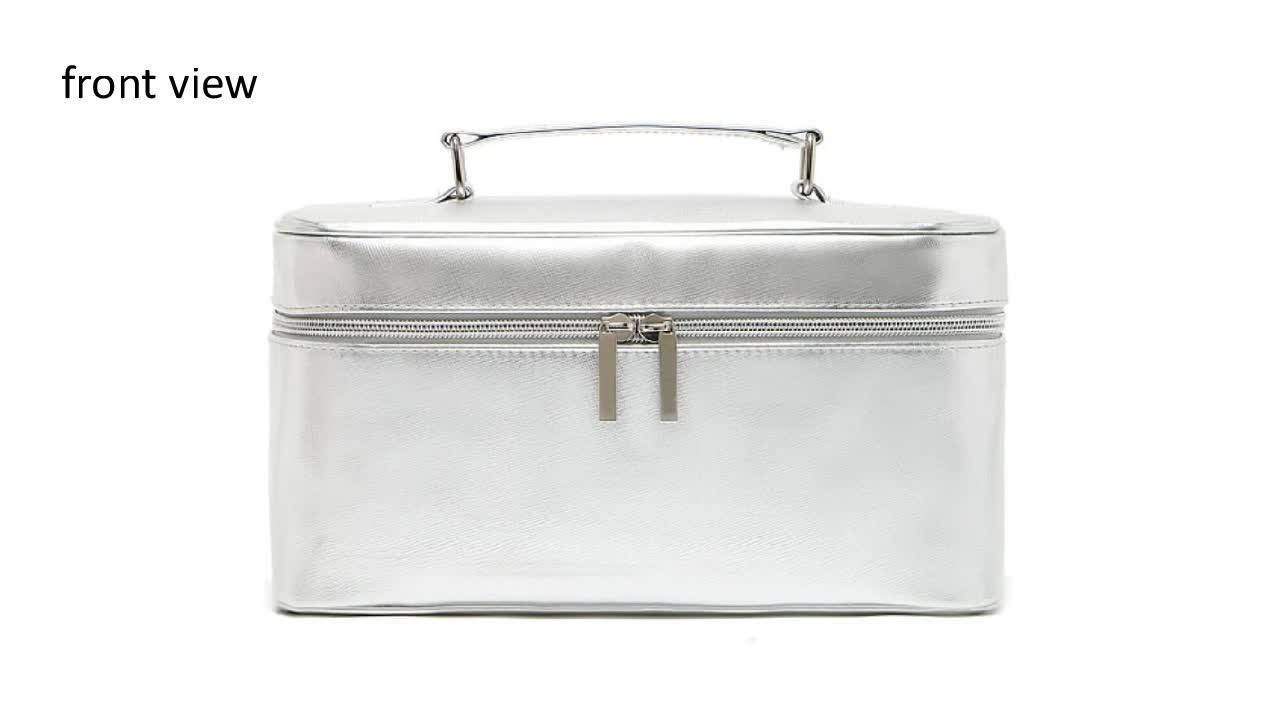 Elegant Design Shiny Leather Women Silver Cosmetic Bag Buy Silver