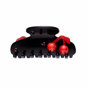 欧美时尚施华利AZ同款红樱桃抓夹发夹边夹发卡盘发夹女