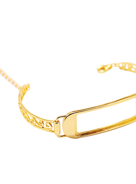 DIY纯银手镯弧面松石南红镶嵌