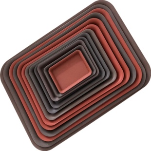 红色加厚椭圆形花盆托盘塑料花盆垫接水盘盆景型花托托盆pp材质