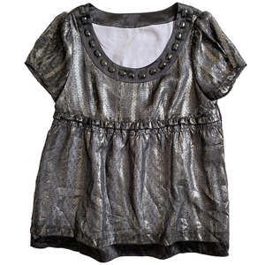 敦系列夏装新款女钉珠短袖短款圆领衬衫针织衫上衣品牌折扣正品